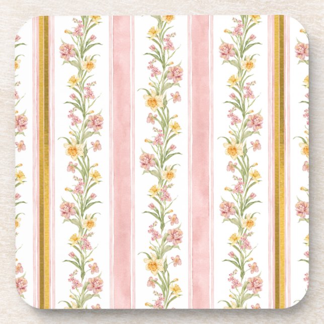 Posavasos Cubierta cuadrada de plástico duro de oro rosa (Frente)