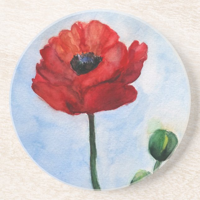 Posavasos Cubierta de agua de adormidera roja (Frente)