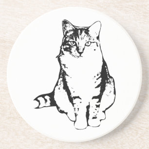 Posavasos Cubierta de gatos con tabique frontal de tinta ele