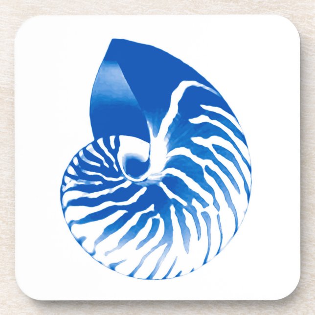 Posavasos Cubierta de Nautilus - azul cobalto y blanco (Frente)