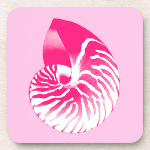 Posavasos Cubierta de Nautilus - fucsia rosa y blanca