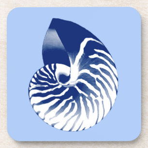 Posavasos Cubierta de Nautilus - marina, blanca y azul claro