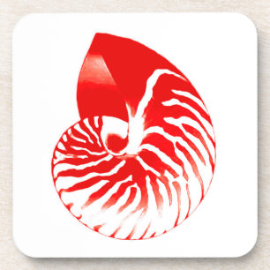 Posavasos Cubierta de Nautilus - rojo oscuro y blanco