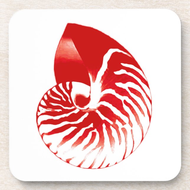 Posavasos Cubierta de Nautilus - rojo oscuro y blanco (Frente)