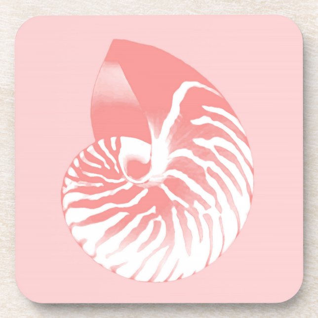 Posavasos Cubierta de Nautilus - rosa de coral y blanco (Frente)