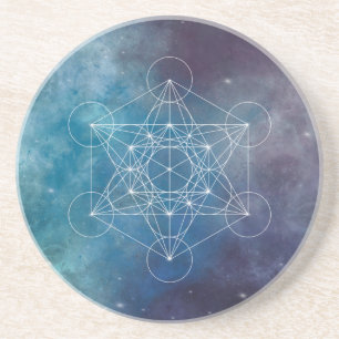 Posavasos Cubo de Metatrón Azul Geometría Sagrada