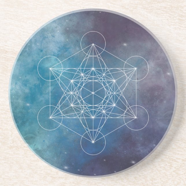 Posavasos Cubo de Metatrón Azul Geometría Sagrada (Frente)