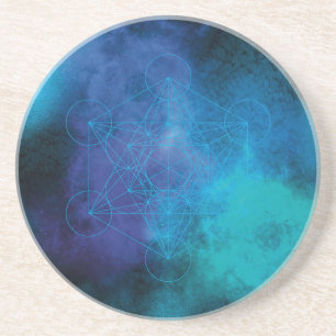 Posavasos Cubo de Metatron azul turquesa Geometría Sagrada
