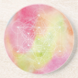 Posavasos Cubo de Metatrón Colorido Geometría Sagrada
