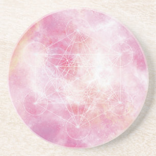 Posavasos Cubo de Metatrón de Geometría Sagrada Rosa