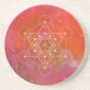 Posavasos Cubo de Metatrón Geometría Sagrada Galaxia Rosa