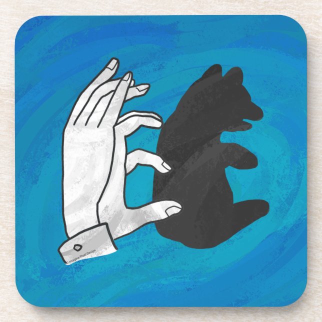 Posavasos Cubo De Oso Sombra Sobre Azul (Frente)