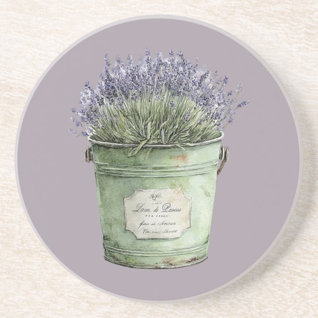 Posavasos Cubo Verde Blanco Flores Lavanda (Frente)