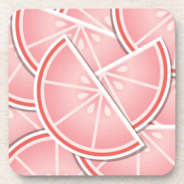 Posavasos Cuchillas de pomelo rosa funky (Frente)