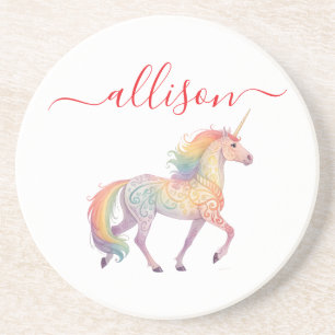 Posavasos Cuerno de unicornio de arcoiris mágico personaliza