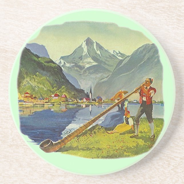 Posavasos Cuerno largo alpino del alpenhorn de AlpHorn del (Frente)