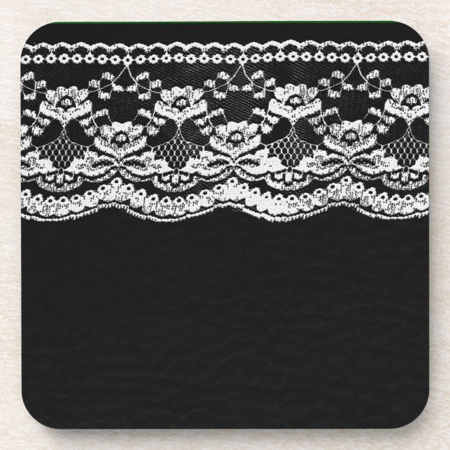 Posavasos Cuero blanco y negro y encaje (Frente)