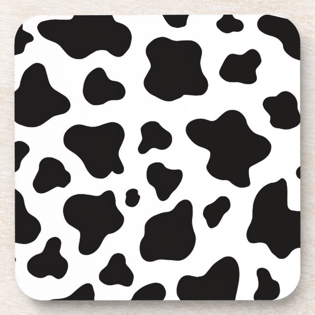Posavasos Cuero de vaca negro y blanco granja moderna rústic (Frente)