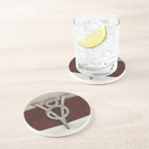 Posavasos Cuero y madera del emblema del cromo de V8