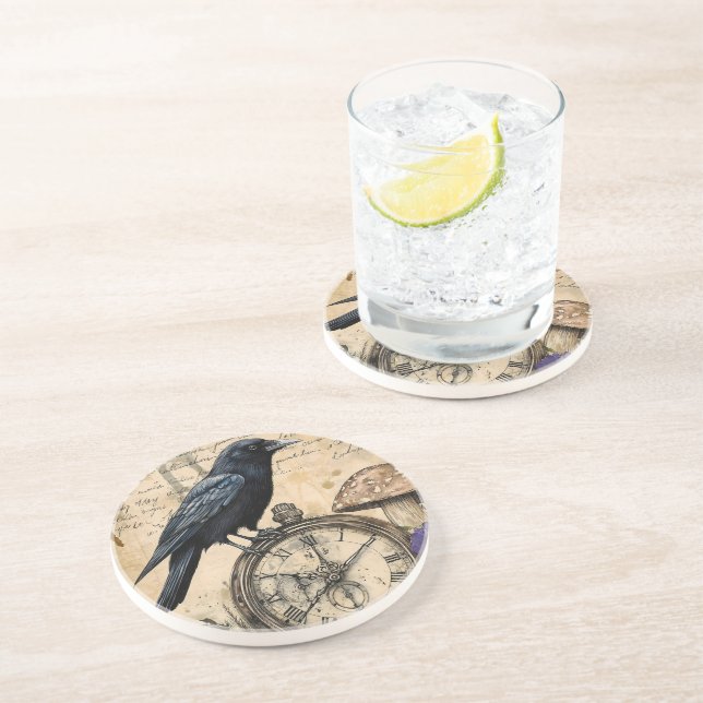 Posavasos Cuervo Gótico Vintage (Lado)