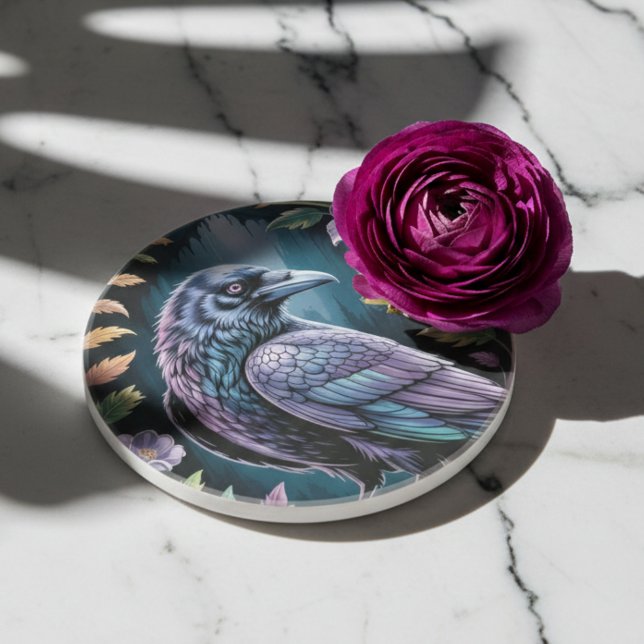 Posavasos Cuervo Místico Académico Oscuro (Dark Academia raven drink coaster)