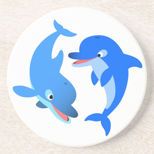 Posavasos Cuesta Jugando Personalizado Delfines Monstruo (Frente)