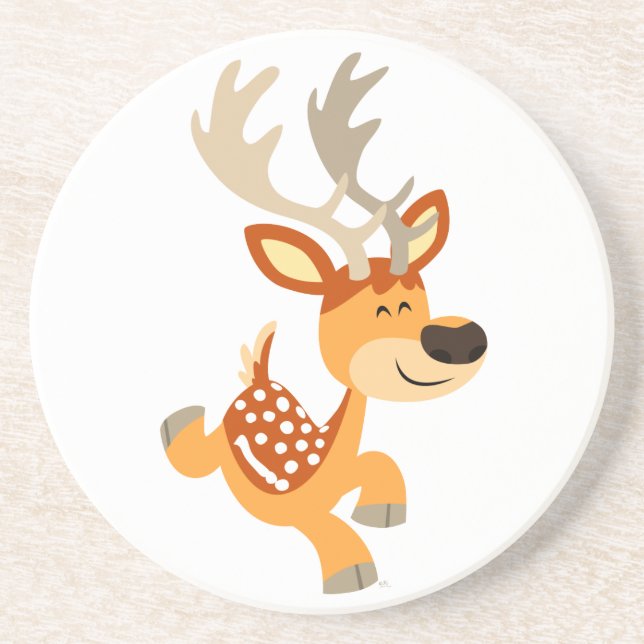 Posavasos Cuidada Personalizado Gamboling Fallow Deer Coaste (Frente)