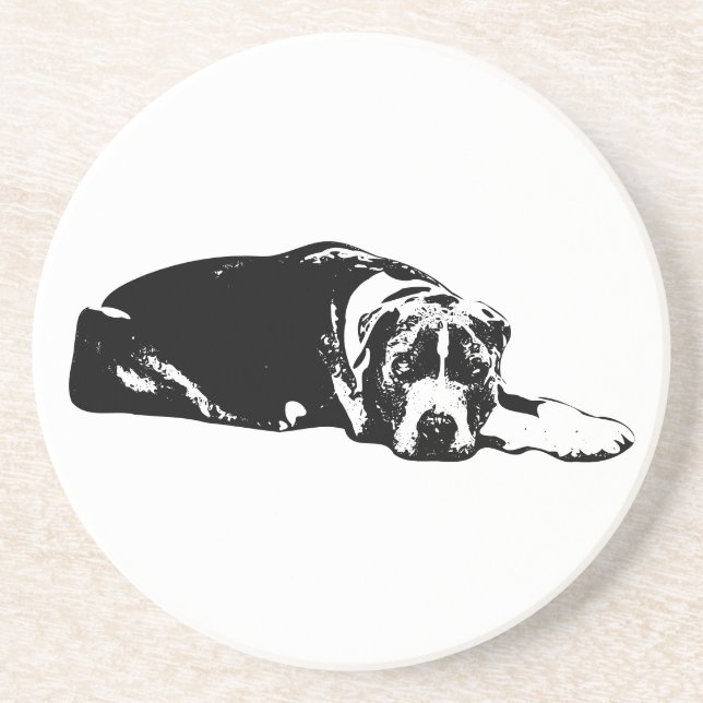 Posavasos Cuidada Pitbull Mix Lying Pose Art Coaster (Frente)