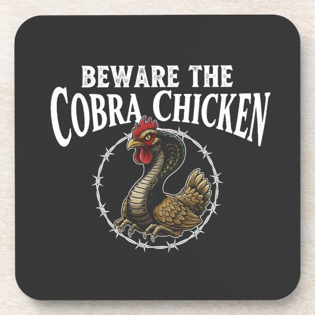 Posavasos Cuidado con el pollo cobra divertido meme sarcásti (Frente)