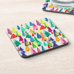 Posavasos Cuidados acuarelas árboles de Navidad