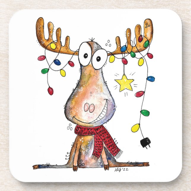 Posavasos Cuidados Navidades caprichosos Moose (Frente)