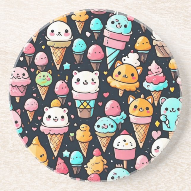 Posavasos Cuidados y coloridos helados (Frente)