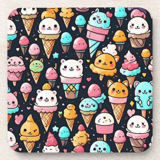 Posavasos Cuidados y coloridos helados (Frente)