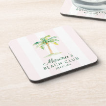 Cumpleaños Blush Pink Cabana Stripes Palm Beach Cl