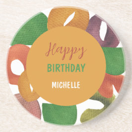 Posavasos Cumpleaños con patrón colorido de otoño artístico 