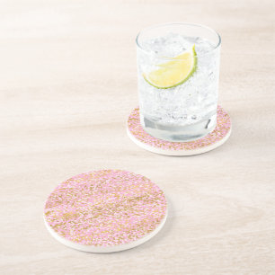 Posavasos Cumpleaños Confeti Blanco Dorado Rosa