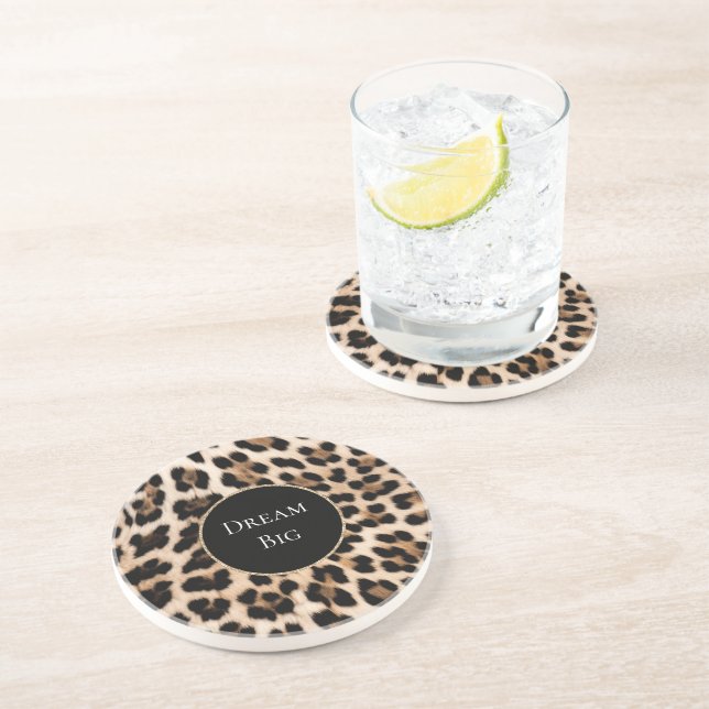 Posavasos Cumpleaños de animal leopardo crema (Lado)