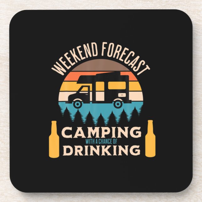 Posavasos Cumpleaños de cerveza acampando con cerveza (Frente)