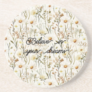 Posavasos Cumpleaños de flores de margarita blancas bonitas