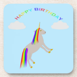 Posavasos Cumpleaños de la fantasía Unicornio Arcoiris y nub