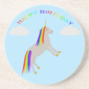 Posavasos Cumpleaños de la fantasía Unicornio Arcoiris y nub