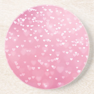 Posavasos Cumpleaños de los corazones blancos rosados