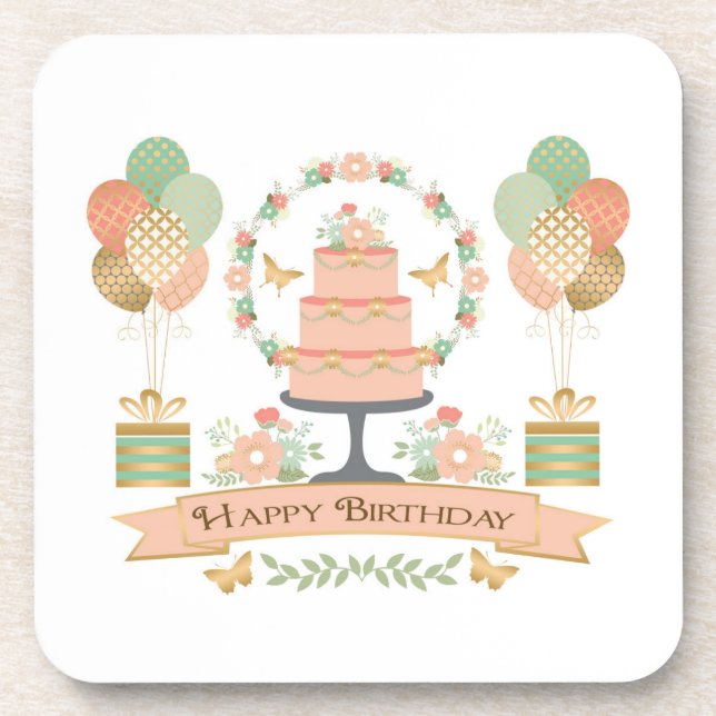 Posavasos cumpleaños de moda rústica moderna (Frente)