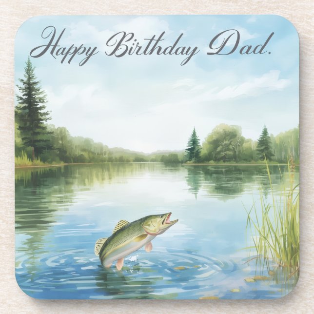 Posavasos Cumpleaños de pesca para Papá  (Frente)