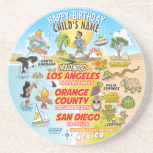 Posavasos Cumpleaños del personalizable Sunny California