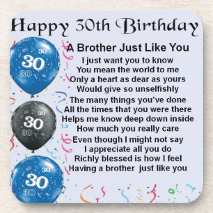 Posavasos Cumpleaños del poema de Brother trigésimo
