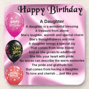 Posavasos cumpleaños del poema de la hija feliz