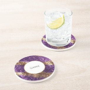 Posavasos Cumpleaños del Purpurina Purple Gold