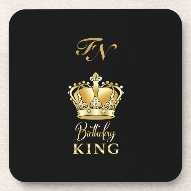 Posavasos Cumpleaños King Gold Crown Royal Monogram Luxury (Frente)