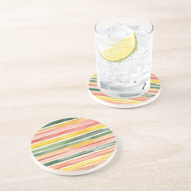 Posavasos Cumpleaños Rayas Afrutadas Verde Naranja Rosa Fram (Lado)
